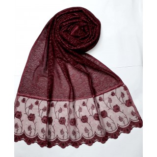 Designer Lycra Women's Stole - Maroon